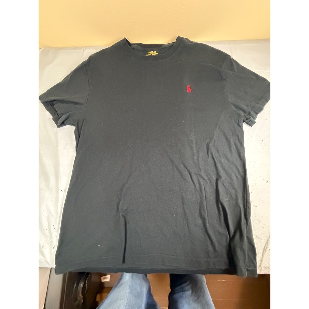 Polo Ralph Lauren‎ Mens Classic Fit T-Shirt Black Red Pony Logo Size M 175/96A